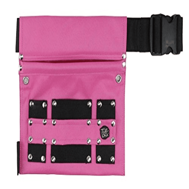 Leather GOLD Hot Pink Women’s Tool Belt w/ 10 Pockets & 3 Hammer Holders RAVEN Pink Utility Tool Pouch Belt with 10 Pockets | Great  main image 3