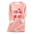 thumbnail image 3 of Qertyioot 2024 Womens Spring Winter Shirt Fall/ Oversized Printed Top With Thickened And Plush Insulation And A Snug Base Valentine's Day Tops, 3 of 3