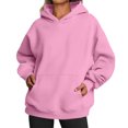 thumbnail image 4 of Oversized Hoodies for Women,Sweatshirt with Pockets, Solid Color Casual Hooded Sweatshirt, Women's Fall Winter Style Casual Track Outfits Pink S, 4 of 5