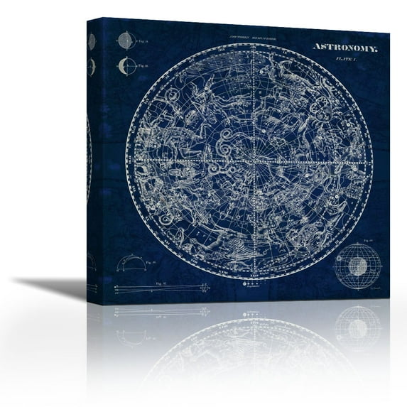 Celestial Blueprint - Contemporary Fine Art Giclee on Canvas Gallery Wrap - wall décor - Art painting - 27 x 27 Inch - Ready to Hang
