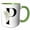 Green/White, variant on 3drose, Pretty Tropical Leaf Monogram Initial P, 11oz Magic Transforming Mug