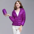 thumbnail image 4 of Ikevan Women Coats Casual Light Outerwear Solid Hooded Zippers Pocket Down Jackets Purple 6(M), 4 of 7