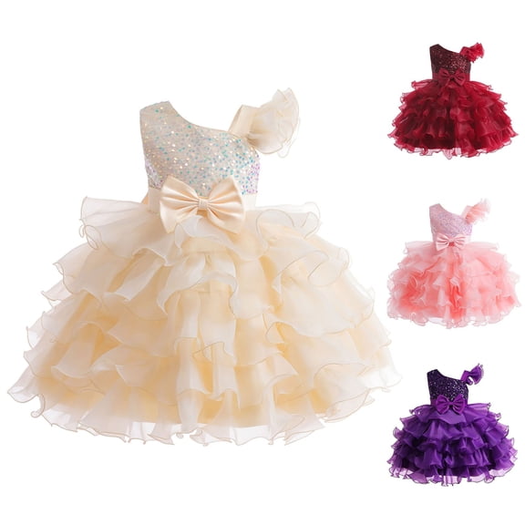 CAIXIA Flower Girl Dresses For WeddingElegant Formal Gown Dress For Girls With Decorative Sash Toddler Birthday Party Attire And Special Holiday Celebration Events,Purple,5-6 Years