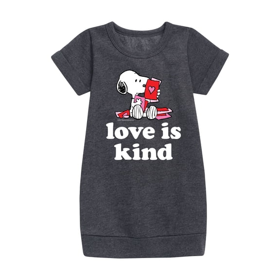 Peanuts - Love Is Kind - Girls Short Sleeve Fleece Dress