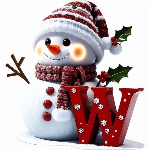 Adornos navideños de muñeco de nieve | Juego de 26 letras decorativas para una decoración navideña personalizada | Colgantes para interiores para el hogar, la oficina y fiestas