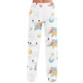 thumbnail image 4 of Easter Pajamas Women Stretch Waist Drawstring Trendy Sleepwear Funny Easter Egg Print Soft Wide Leg Pants (Purple,2XL), 4 of 4