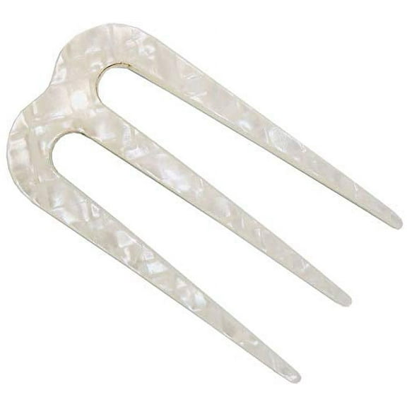 French Amie Tri Prongs Frost White Handmade Bun Holder Chignon Hair Pin Stick
