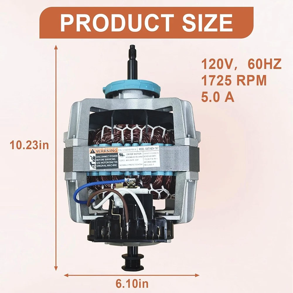 Aniceparthy Upgraded 131560100 134156500 Dryer Motor Replacement for frigidaire Kenmore Dryer Compatible Part Number: 407697 131758500 134156500 131461800A PS418132 AP2107144 S131560100