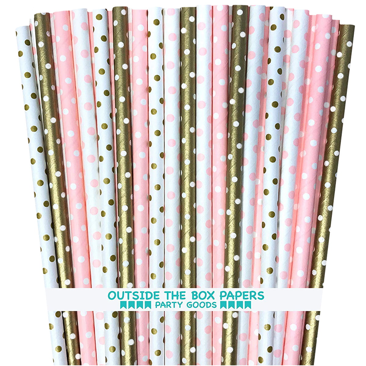 Polka Dot Paper Drinking Straws Biodegradable Disposable Party Decor 6mm Wide