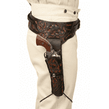 TJAYZ Western Drop Loop Leather Gun Belt and Holster, Right Hand, 22 Caliber, BROWN 44"