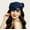 navy blue, variant on Vintage Pillbox Fascinator Hat with Fabric Flower & Rhinestone Embellishments for Wedding Church Formal Occasion Headwear