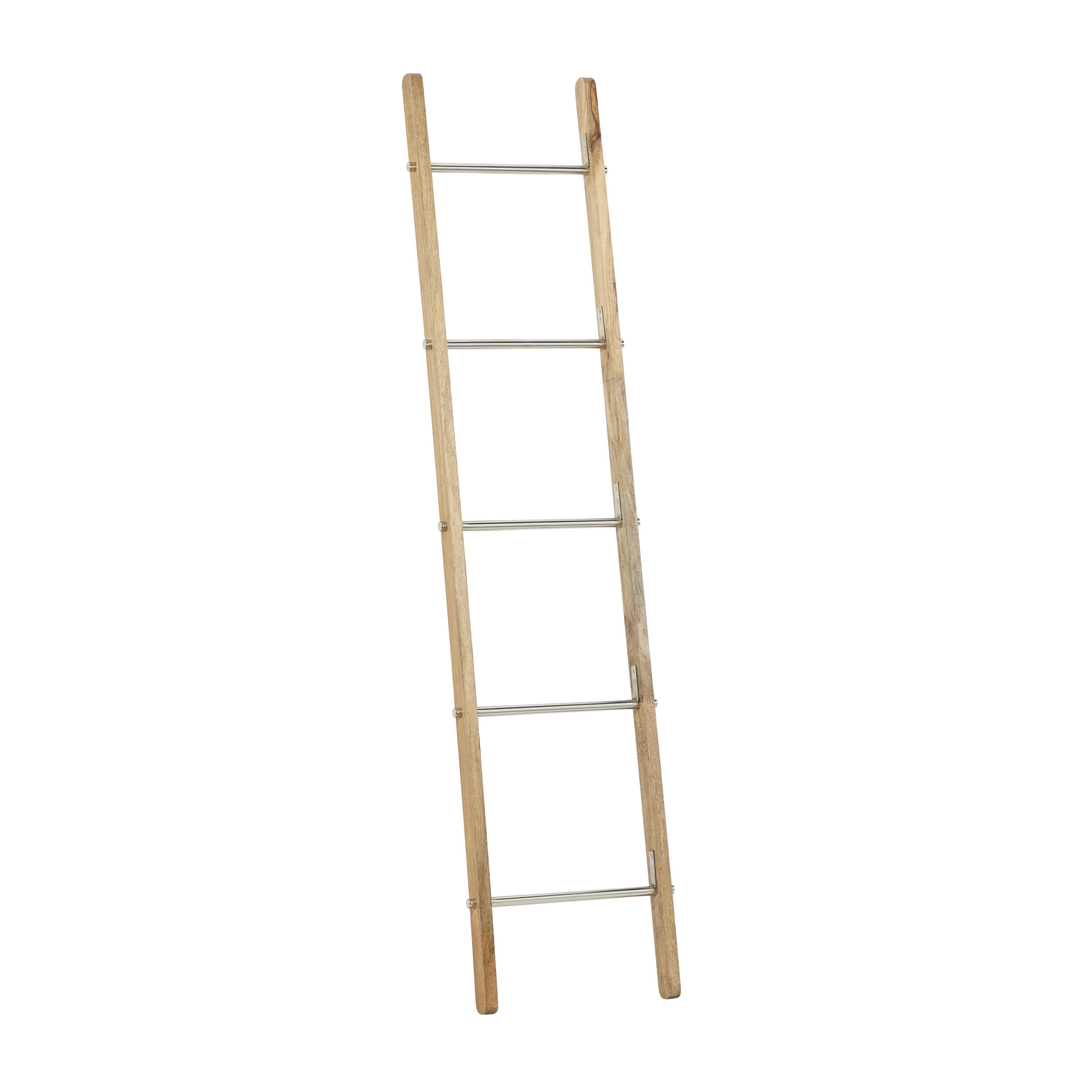 DecMode 72" x 17" Brown Mango Wood Contemporary Ladder