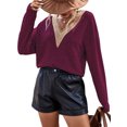 thumbnail image 2 of TRKIYQC Mujeres Sueltas Tops, Manga Larga Cuello en V Retro Encaje Casual Street Party Primavera Otoño Camisa TRKIYQC moda, 2 of 5