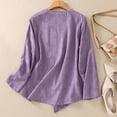 thumbnail image 6 of LangJing Long Sleeve Shirts for Women Dressy Casual Loose Comfy Crew Neck Linen Blouse 2026 Summer Side Shirred Solid Tops Purple,L, 6 of 7
