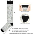 thumbnail image 3 of Coolnut High Elasticity Compression Socks, High Knee Socks Adult Universal Leisure Relieve Fatigue, Watercolor Leaves Travel Daily with Running (1 Pair) Gift, 3 of 7