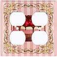thumbnail image 3 of Metal Light Switch Plate Cover Elegant Strawberry Cake Striped Wallpaper Pink CAK055, 3 of 13