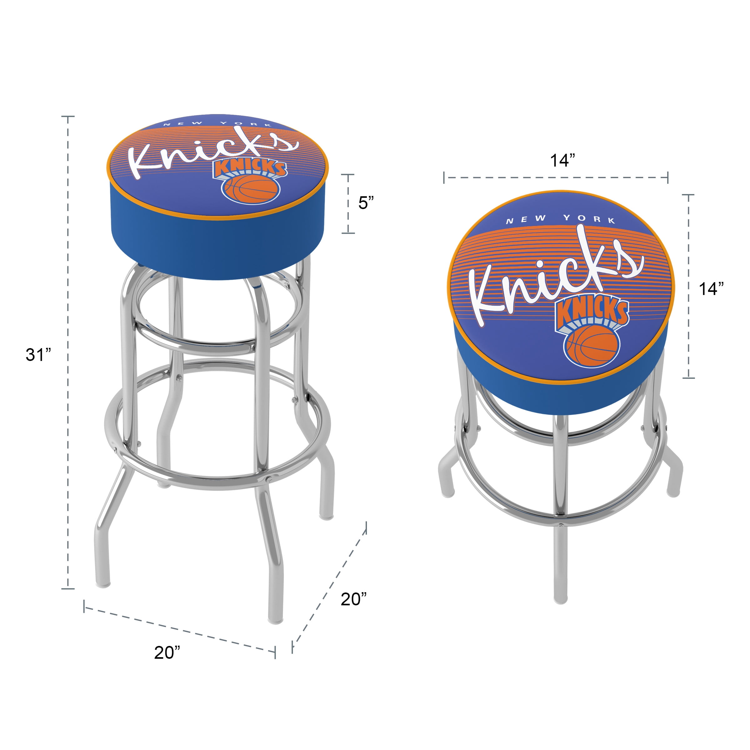 Trademark Gameroom New York Knicks Hardwood Classics Bar Stool with Padded Seat
