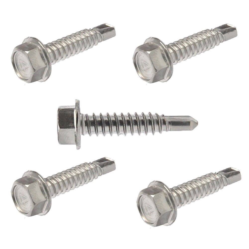 #10 x 3" Hex Washer Head Self Drilling Sheet Metal Tek Screws Qty 50, 410 Stainless Steel, Self Driller Number 10 Size x 3" Length By Fastenere