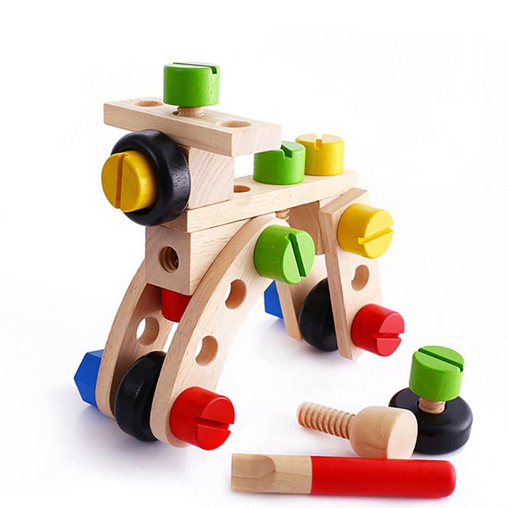 Magnetic Wooden Toy Plane Kids Educational Wood Montessori Blocks Toy Set 