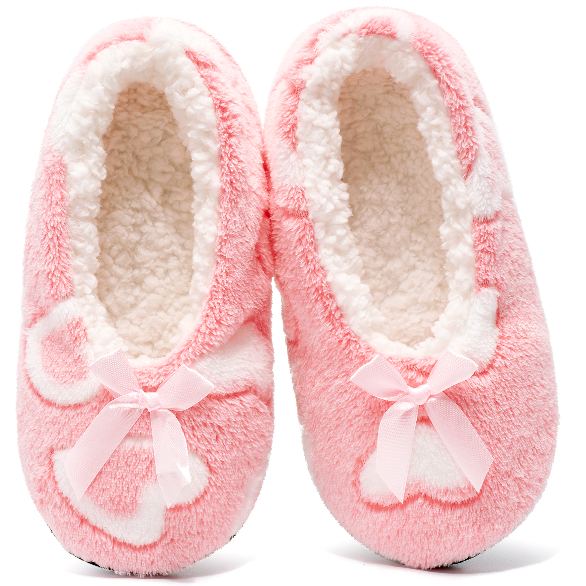Ecetana Women's Fuzzy House Slippers with Heart Print photo 1