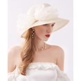 thumbnail image 4 of Women's Derby Dress Church Cloche Hat Bow Bucket Wedding Bowler Hats Organza Fascinator Hat, 4 of 6