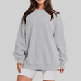 thumbnail image 2 of idosla Womens Sweatshirts Oversized Crewneck Fleece Pullover Hoodies Trendy Cute Long Sleeve Drop Shoulder Sweater Tops (Grey, S), 2 of 4