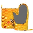 thumbnail image 3 of Kll Bees On Hive Honeycomb Oven Gloves And Pot Holders Grill Gloves - Oven Gloves And Pot Holders, Non-Slip Cooking Gloves With Recycled Pads, 3 of 9