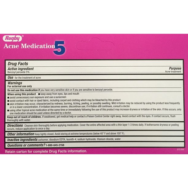 Rugby Acne Medication Benzoyl Peroxide Gel 5 % 1.5 oz - image 4 of 6