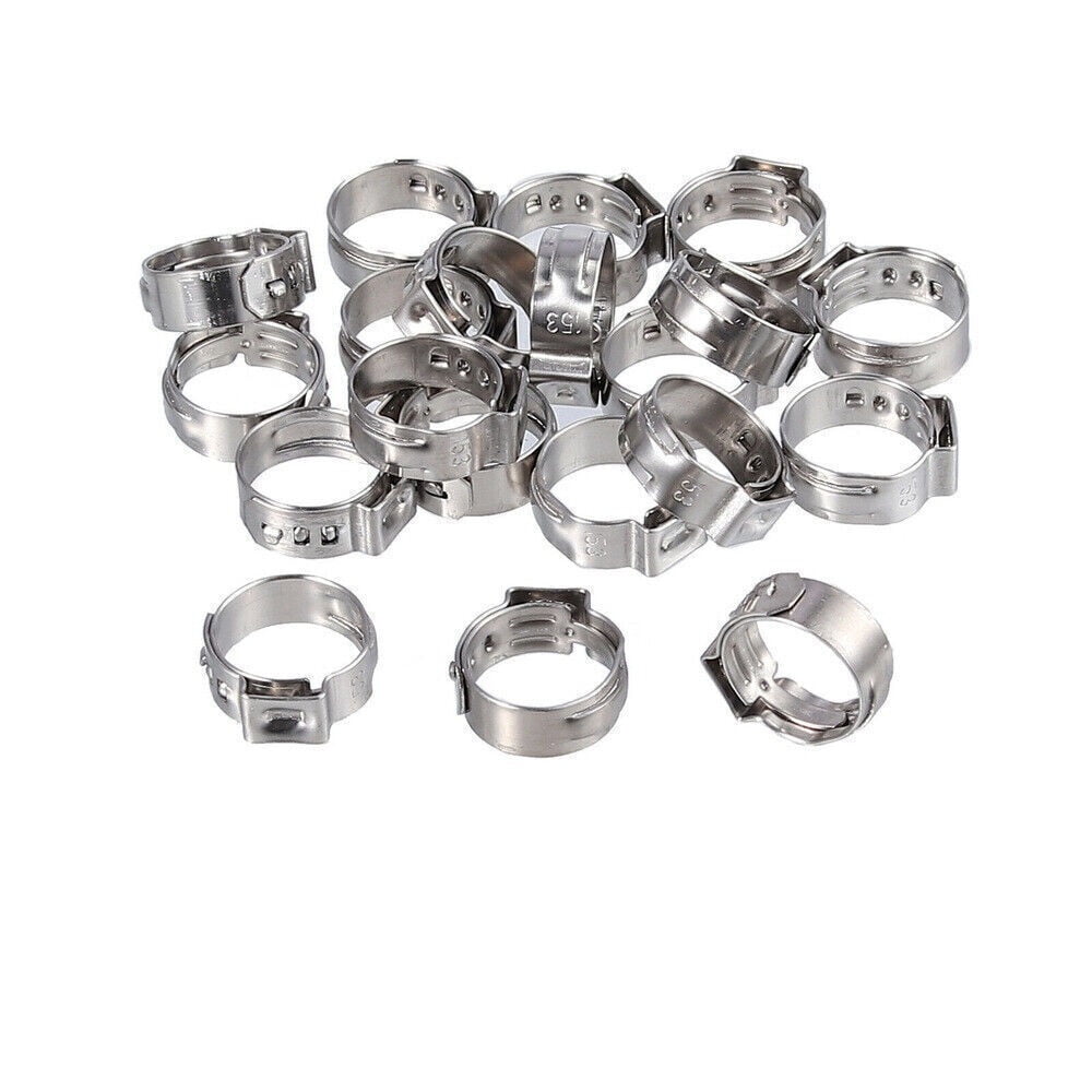 130Pcs Stainless Steel Hose Clamps 7-21mm Adjustable Single Ear Clamp Rings USA