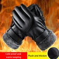 thumbnail image 1 of Fiudx Guantes de Cuero, Diseño Térmico a Prueba de Viento, Forro de Terciopelo Coral Suave, Guantes para Ciclismo y Motociclismo Al Aire Libre, Calidez Invernal, Protección Impermeable, Material de C, 1 of 7