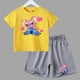 thumbnail image 3 of Conjunto de 2 piezas de camiseta y pantalones cortos de Disney Stitch para niños y niñas, de algodón, informal, cómodo y a la moda, para verano, 3 of 5