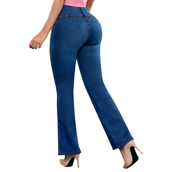 Pantalones Colombianos Levanta Cola | Butt Lifting Colombian Jeans Boot Cut | High Rise Waisted Push Up | 527BB