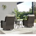 thumbnail image 4 of PARKWELL 3-Piece Outdoor Swivel Gliders with Side Table - Patio Wicker Bistro Furniture Set for Porch Deck Backyard - Gray Cushioned Swivel Rocking Chairs in Brown Wicker, 4 of 10