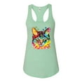 thumbnail image 2 of Wild Bobby Dean Russo Colorful Blue Eyes Cat Cat Lover Women Racerback Tank Top, Mint, X-Large, 2 of 5