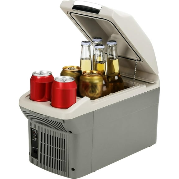 MRY 8 Quart (9L) 12V Car Refrigerator Cooler/Warmer, 40~140°F, 12V DC & 110V AC, Thermoelectric Portable Compact Fridge for Car, RV, Camping, Grey