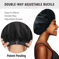 thumbnail image 3 of Double Layer Reversible Elastic Silky Satin Bonnet  with 2 Scrunchies & 1 Satin Bag Black Silver Grey, 3 of 6