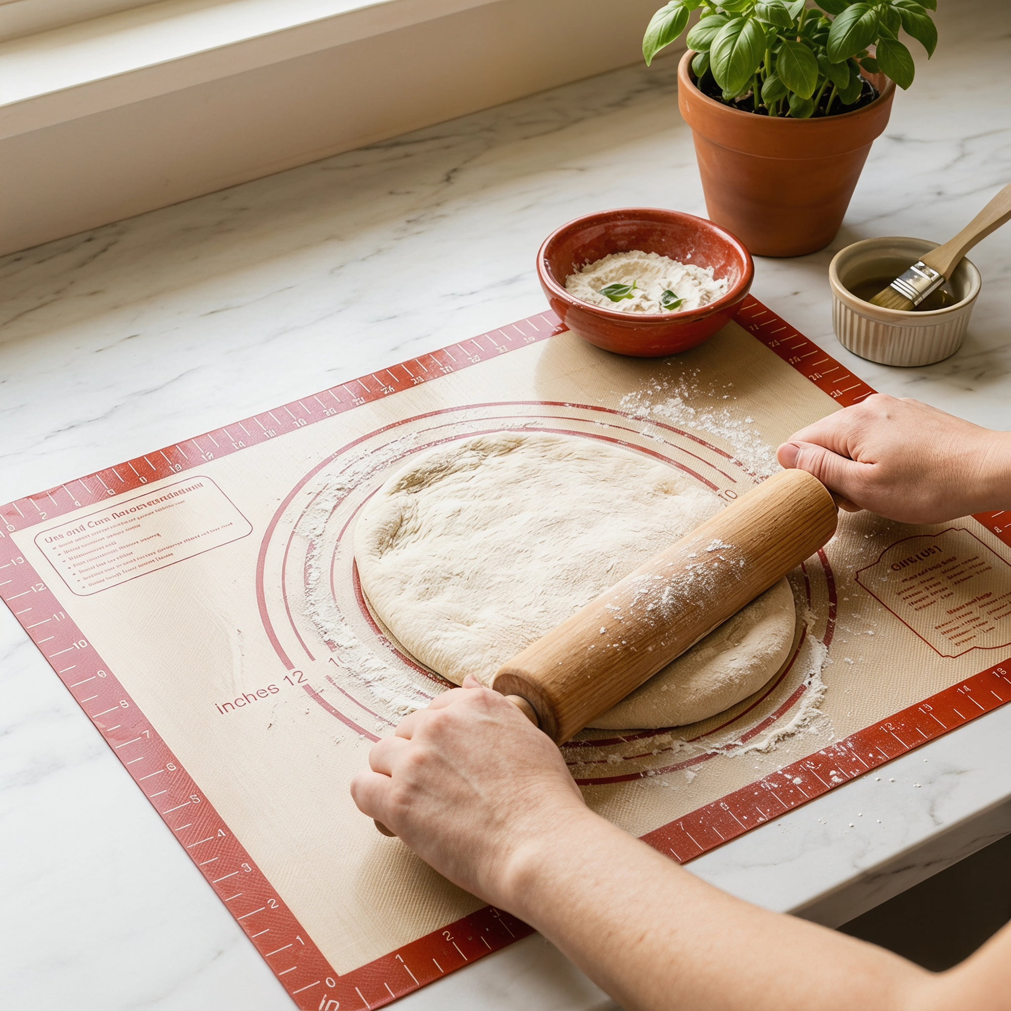 Unique Bargains Silicone Pastry Non Stick Baking Mat with Measurements Red 16"x20"