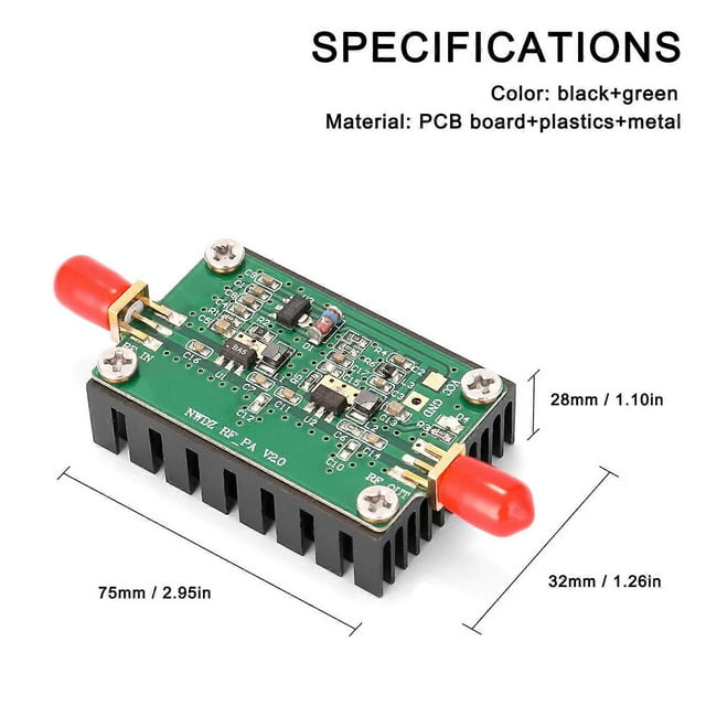 2MHz-700MHZ 3W Radio Frequency Power Amplifier Broadband Practical Amplification Device for HF VHF FM Transmitter Radio