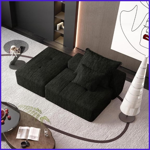 Modern Oversized Chenille Sectional Sofa – No Assembly Required, 70.87”L with 2 Pillows for Living Rooms