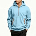 thumbnail image 5 of Boys Quarter Zip Hoodie Fleece Hooded Sweatshirt With Pockets Kids Soft Long Sleeve Pullover Fall Winter School Clothes Blue Size 10-12years, 5 of 8