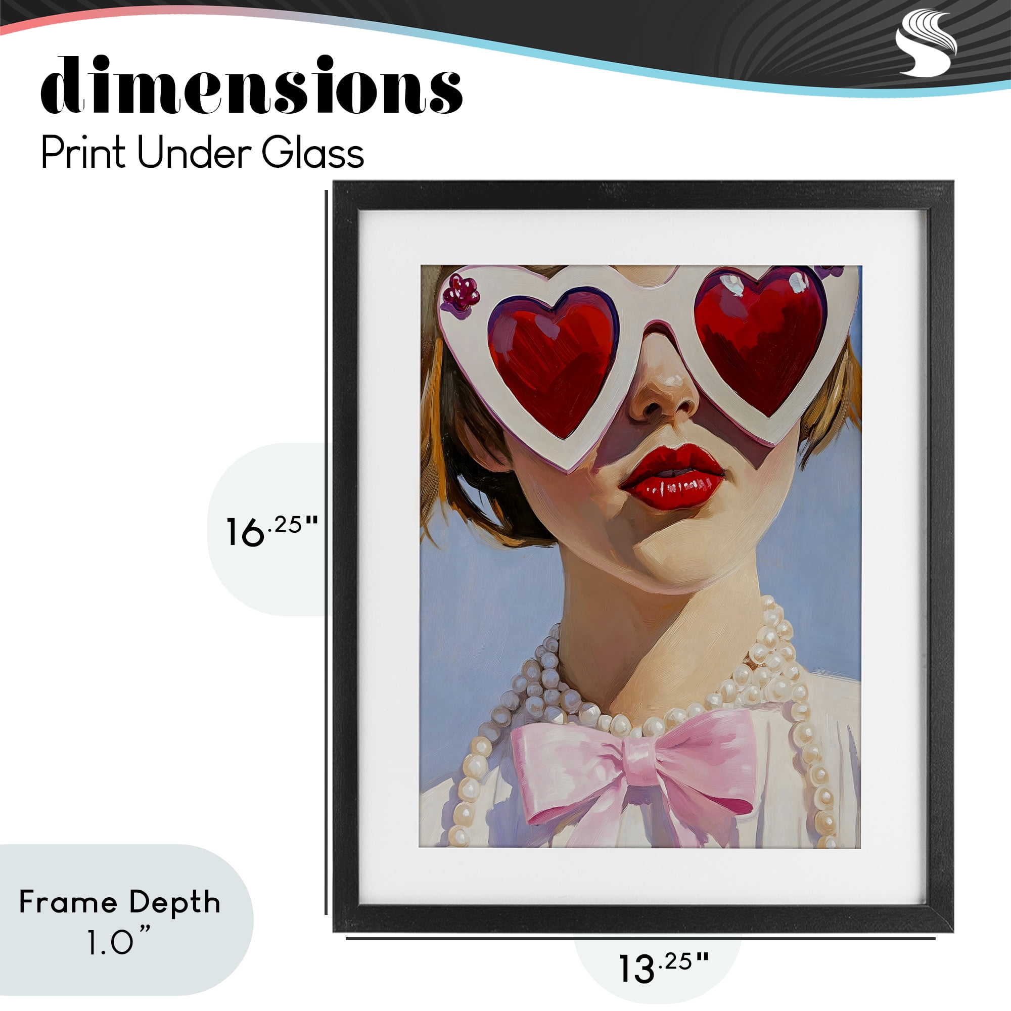Stupell Industries Romantic Red Heart Glasses Black Framed Print Under Glass, design by The Prints Vibe
