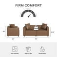 thumbnail image 3 of Mainstays Wynnewood 75" Low Profile Faux Leather Sofa Couch with 2 Throw Cushions, Brown, 3 of 23