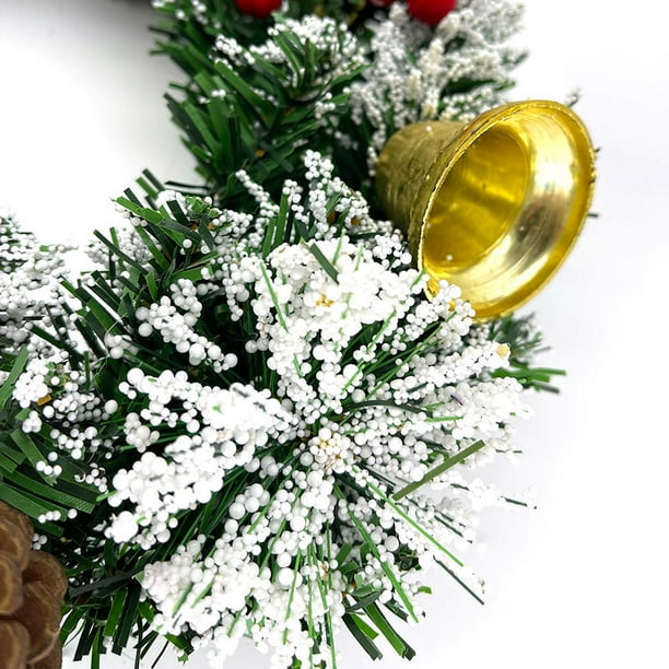 Encantadora corona navideña, corona navideña de 40 cm/15,7 pulgadas para decoración del hogar de temporada, decoración de la puerta de entrada
