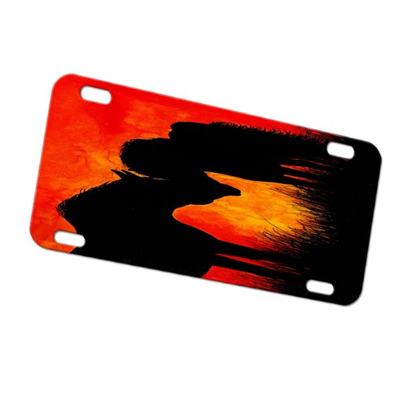 KuzmarK Automobile Car Tag License Plate -  Warmblood Horse and Shetland Pony at Twilight Abstract Horse Art by Denise Every