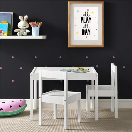 Baby Relax Hunter 3-Piece Kiddy Table & Chair Kids Set, White