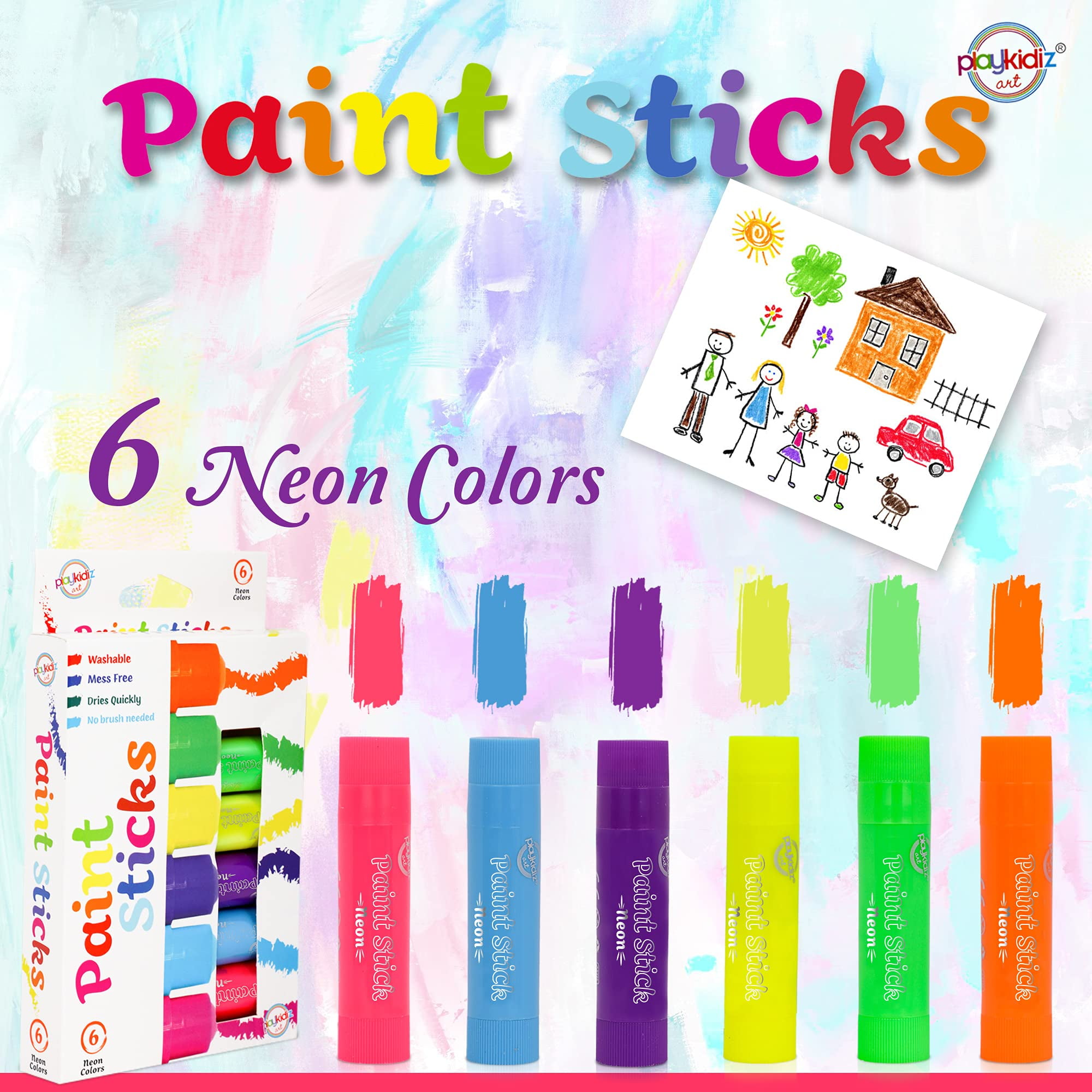 Happido Solid Poster Paint Sticks, Mega Pack, 30 Piece Set - Non-Toxic,  Mess-Free, and Quick Drying Variety Pack, Includes Classic, Neon, Pastel,  and