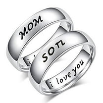 Titanium Steel Mom Son I Love You Carved Letter Finger Ring Mother's Day Jewelry