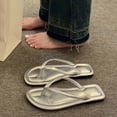 thumbnail image 5 of PiGOGI Women's Round Toe Flip Flops Cushioned Footbed Non-Slip Comfortable Beach Sandals Summer Silver 5.5, 5 of 7