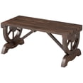 thumbnail image 1 of CoSoTower Rustic Wood Wheel Outdoor Garden Bench for 2-Person with a Unique Wheel Design on the Legs & Strong Build, Brown, 1 of 7