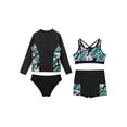 thumbnail image 3 of CHICTRY Kids Girls 4 Pcs Rash Guard Sets Upf 50+ Swim Shirts Tankini Crop Top Brief with Shorts Beach Full Swimsuits Black 14, 3 of 5